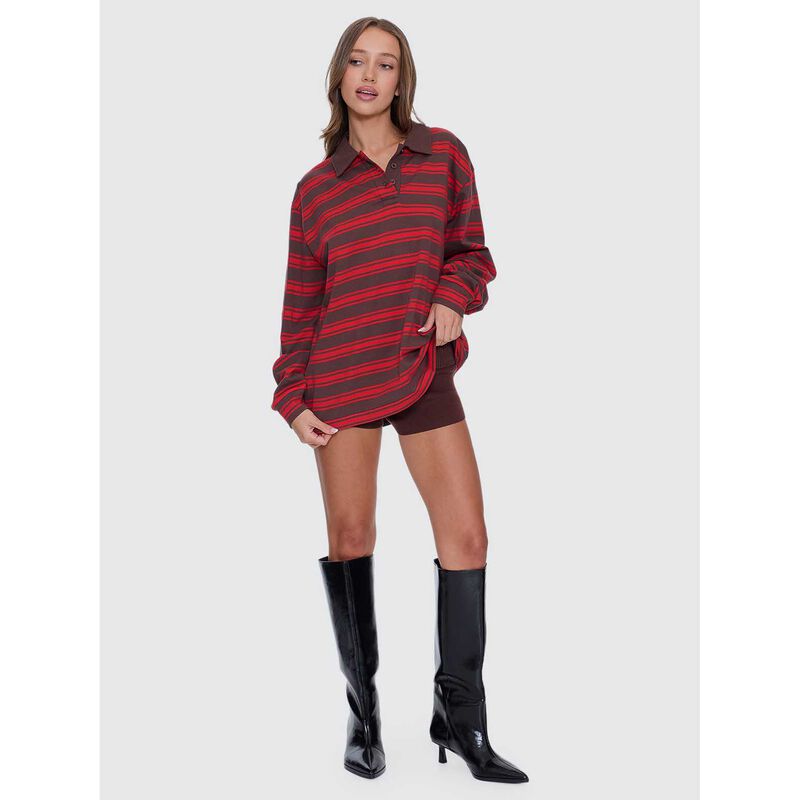 Thrills Conditions Apply Stripe Long Sleeve Polo image number 3